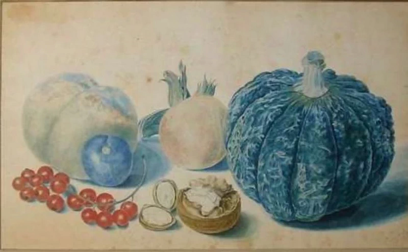 Nattura morta con frutta e zucca